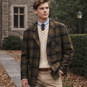 Vtg 70s Pendleton Olive Green Plaid 100% Virgin Wool 3-Button Shacket Jacket L